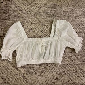Sheer crop top with tie in front